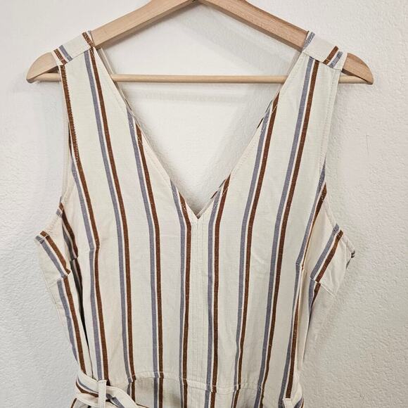 MADEWELL Striped Pull-on Jumpsuit in Double Stripe Grey Feather Size M - Picture 3 of 12